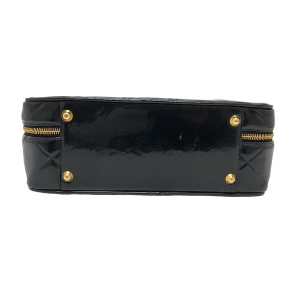 Chanel Black Patent Quilted   Vanity Case Top Handle Shoulder Bag - Picture 4 of 10